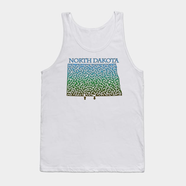 State of North Dakota Colorful Maze Tank Top by gorff